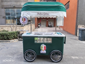 Chariot à glaces mobile personnalisé <span class=keywords><strong>de</strong></span> haute qualité avec réfrigérateur et équipement, chariot à pousser à la main pour l'extérieur - Product Image 5