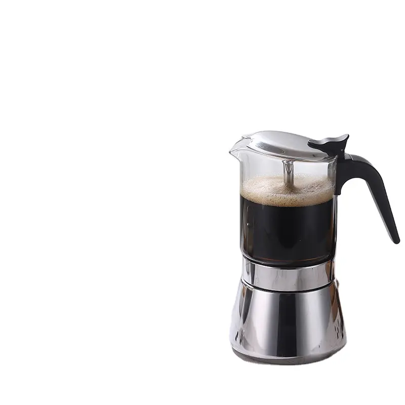 Một cửa dịch vụ 600ml Ý Moka Nồi thép không gỉ trắng nhãn cà phê Moka nồi