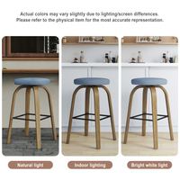 Tabourets de bar pivotants, lot de 2, sans dossier, hauteur 30, siège rembourré en tissu, pieds en bois robustes