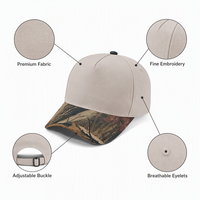 Gorra de Béisbol Personalizada con Logotipo Bordado, 5 Paneles, 100% Algodón, Cierre Trasero Ajustable, Transpirable, para Trabajo al Aire Libre y Uso Casual