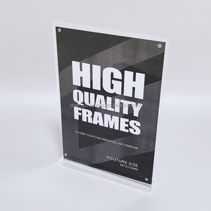 حامل من القائمة من الاكريليك الشفاف حامل لافتات مغناطيسي من الاكريليك على شكل حرف T حامل إطار من الاكريليك - Product Image 6