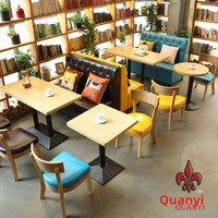 Combinaison Table-Chaise Personnalisée en PU, Style Moderne et Minimaliste, pour Cafés, Restaurants, Salons de Thé, Hamburgers et Restaurants de Hot Pot
