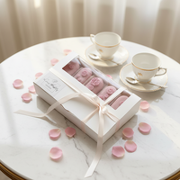 IMEE Prêt à expédier Boîte à desserts 5 pièces en papier artistique blanc avec fenêtre transparente, recyclable, pour cakesicles, bâtonnets glacés, éclairs et sucettes, avec inserts