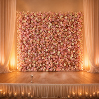 Mur de fleurs artificielles en soie faites à la main, toucher réel, toile de fond florale moderne pour décoration de boutique de mariage