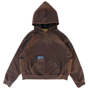 Sweat à capuche streetwear vintage en coton éponge lourd 460 g/m², lavage à l'acide personnalisé, sweat à capuche oversize pour homme, imprimé, pull d'hiver - Product Image 4