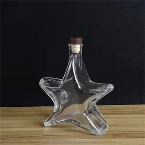 Garrafa de vidro em forma de estrela de 500ml, garrafa de vidro exclusiva em forma de estrela, garrafa de vidro em forma de estrela de 500ml para bebidas, festival, licor, champanhe