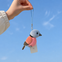 Porte-clés en peluche personnalisé par le fabricant, motif oiseaux mignons, jouet en peluche doux, breloque de sac, accessoire cadeau