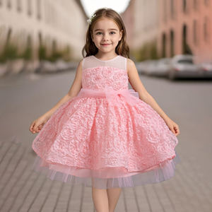 Gaun Bunga Bergaya Elegan untuk Anak Perempuan Usia 10 Tahun Gaun Pesta Ulang Tahun Musim Panas yang Mengembang Gaun Merah untuk Anak-anak Gaun Prom Pernikahan - Product Image 5