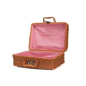 Valigia Vintage in Plastica Effetto Rattan Intrecciato, Scatola Regalo per Bomboniere, Cesto Portatile per Picnic, Organizzatore per Regali di Nozze, Vendita all'Ingrosso - Product Image 3