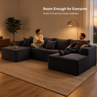 Modulares Ecksofa aus Cord-Stoff U-Form L-Form 6 Lagerfarben Vakuumkomprimiert Weich Bequem Wohnzimmermöbel