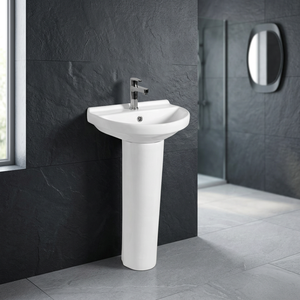 Modern Round Ceramic Wash Basin with Pedestal Drainer Single Hole Porcelain Bathroom Sink Sanitary ware Products - Product Image 2
