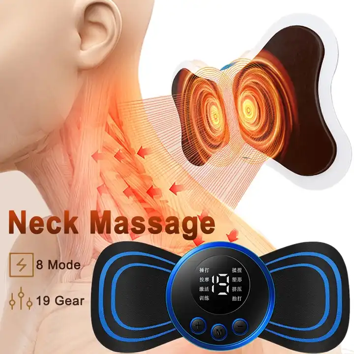 Portable Mini Electric Neck Back Massager Ems Cervical Patch Relief Pain