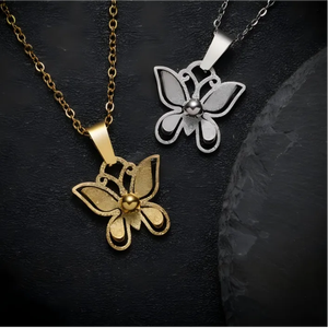 Collar con Colgante de Mariposa Mate Electrochapado en Acero Inoxidable 304 de Alta Calidad con Cadena Fina para Mujer, Joyería de Estilo Moderno - Product Image 3