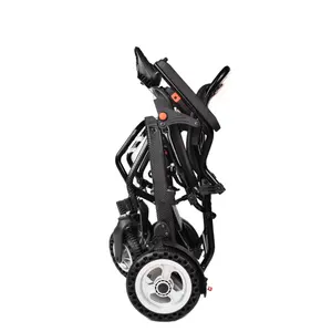 Kursi roda elektrik ringan portabel, kursi roda lipat 9.8Kg aluminium Aloi pada pesawat untuk orang tua baterai 6AH