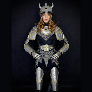 Set di Armatura in Acciaio per Donna, Costume da Cavaliere Medievale, Cosplay, Fiera Rinascimentale Armatura da Cavaliere da Battaglia - Product Image 1