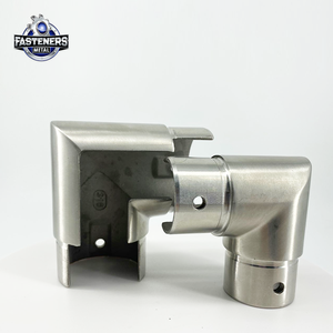 إنهاء المرآة 90 درجة كوع مستدير دافق ~ موصل غير قابل للصدأ لدرابزين الدرج الزجاجي ودرابزين - Product Image 5