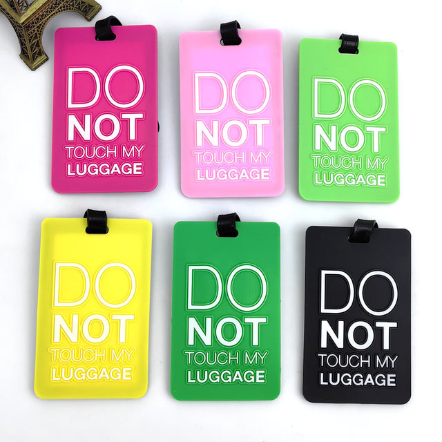 Wholesale or Custom Design "do Not Touch My Luggage" Plastic Baggage Name Tag Soft Pvc Rubber Travel Luggage Tag
