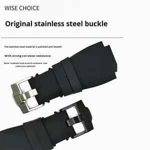 Correa de goma de acero impermeable de repuesto para hombre de lujo de alta calidad para relojes Bell Ross y <span class=keywords><strong>POLICE</strong></span> - Product Image 2