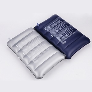 Flocked Inflatable Pillow Square Lumbar Support For Office Travel Dark Blue 48 Silk Thickness Inflatable Cushion - Product Image 1