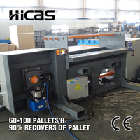 Machine à démonter les palettes en bois industrielles HICAS, scie à ruban, 8,25 kW, commande PLC, 1 opérateur, équipement de recyclage et de démontage de palettes, CE