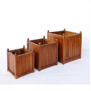 <b>Square</b> Modern Eco-Friendly Oil-Finished Wood 3-Piece Planters Set TP5005 Home Garden Application All-Season Thinh Flower <b>Pots</b> - Product Image 3