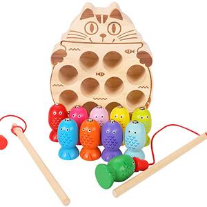 <span class=keywords><strong>Jeu</strong></span> de pêche en bois pour les tout-petits de 1 à 3 ans, apprentissage précoce, motricité fine, jouets en bois - Product Image 2