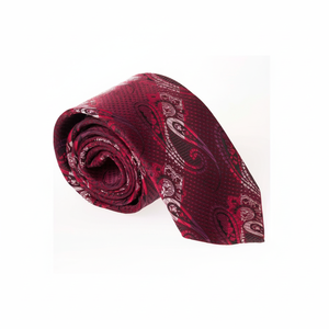 Cravate artisanale à motif de châle bordeaux motif italien de transition - Product Image 2
