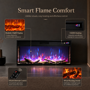 Chimenea Eléctrica Moderna de 3 Lados con Panel Táctil, Llama LED y Calefacción Suplementaria - Product Image 3