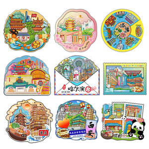 Imán de nevera de madera personalizado de doble capa de alta calidad recuerdo grabado imán de nevera de madera rectángulo para suministros decorativos - Product Image 4