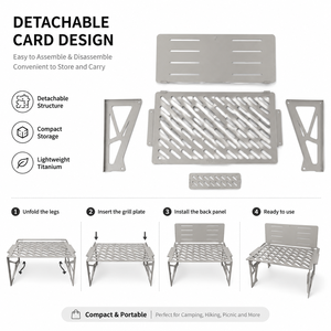 Parrilla Plegable de Titanio para Camping, Parrilla Portátil para Barbacoa al Aire Libre, para Senderismo, Picnic, Cocina, Servicio Personalizado OEM ODM - Product Image 2