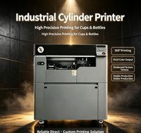 Imprimante UV cylindrique haute vitesse, tête d'impression Epson, différence de hauteur de 15 mm, machine d'impression rotative pour tasses, bouteilles, gobelets
