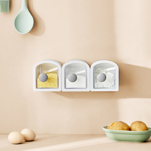 Wall Mounted Seasoning Container <b>Set</b> M Size Flip Top Lid Hanging Kitchen <b>Spice</b> <b>Jar</b> Solid Seasonings Storage With Spoons - Product Image 4