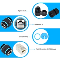Cable Ethernet Mini M23 Corto, Blindado e Impermeable, Conector Hembra RJ45, IP68, Ethernet Industrial CAT5E, Cobre y Nylon