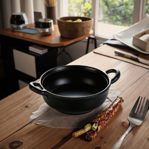 En gros <span class=keywords><strong>noir</strong></span> <span class=keywords><strong>mat</strong></span> 100% bol à soupe en mélamine avec poignée - Product Image 4