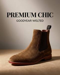 Botas <span class=keywords><strong>Chelsea</strong></span> Premium con Construcción Goodyear para Hombre, de Cuero de Ante, Media Caña, Plataforma Antideslizante, Zapatos Clásicos de Vestir para <span class=keywords><strong>Caballero</strong></span>, OEM Personalizado - Product Image 1