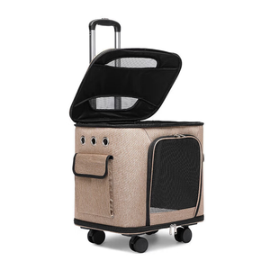 Sac de transport pour animaux de compagnie haut de gamme avec roulettes, design en maille respirante, sac de voyage pour chat et chien, poignée télescopique, chariot de transport portable pour animaux de compagnie - Product Image 4