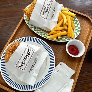 Sacs en papier kraft personnalisables, écologiques, jetables, résistants à la graisse, recyclables, à fond pointu et enduit pour frites et burgers - Product Image 1