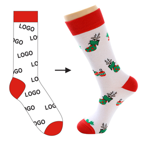 Chaussettes <span class=keywords><strong>de</strong></span> Noël personnalisées en coton tissé <span class=keywords><strong>de</strong></span> haute qualité pour hommes, collection Printemps 2026, coloris blanc et noir - Product Image 2