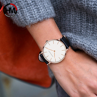 Montre en cuir Hannah Martin HM-CB36 pour femmes, design simple, étanche, décontractée, boucle, cadran en cristal, montres tendance pour femmes