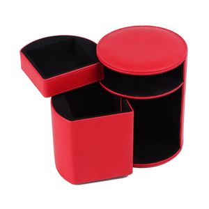 กล่องเก็บการ์ดแบบพกพาทรงกลม ทำจากหนัง PU สีแดง FX สำหรับเกมกระดาน - Product Image 1