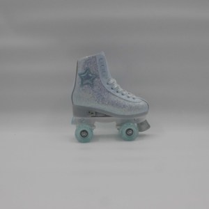 Patins à roulettes Quad en plein air pour femmes et filles de haute qualité roue en cuir scintillante avec produit à rouleaux clignotants en PVC avec dent bleue - Product Image 3