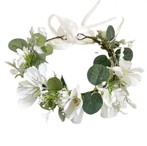 FC367 Handmade boho daisy floral head wreath hair ring white headband flower Crown