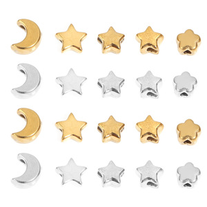 Cuentas espaciadoras de estrella y luna de acero inoxidable de 6 mm, 7 mm y 8 mm para la fabricación de pulseras, accesorios de joyería al por mayor - Product Image 5