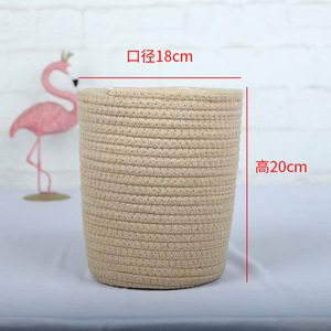 Small Siza Cotton Rope Flower Bucket Woven <b>Basket</b> Living Room Decor <b>Storage</b> - Product Image 4