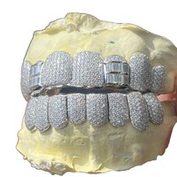 Grillz Classique Européen Américain en Argent 925, Pavé Complet de Moissanite, Design Circulaire Huit Cœurs et Flèches, Modèle Tendance TXYT034