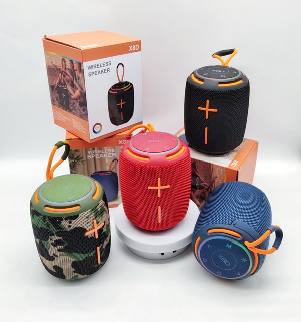 B64 X8D Fabric Portable Wireless Speaker 10W Subwoofer Outdoor TWS RGB Light Mobile Phone Support TF USB FM for 5.3 IPX4