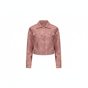 Manteau court en cuir véritable pour femmes de qualité supérieure fourrure de renard col rabattu poche à rabat respirant forme rétro OEM - Product Image 1