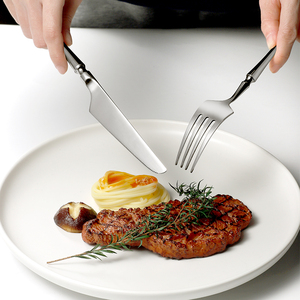 2024 Sản phẩm mới 304 SUS Wedding thìa ngã ba dao gương sang trọng Flatware Set Bạc - Product Image 5