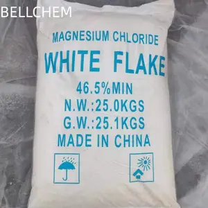 Escamas blancas de alta calidad, fabricante de cloruro de magnesio 46.5%, mejor precio, CAS 7791-18-6