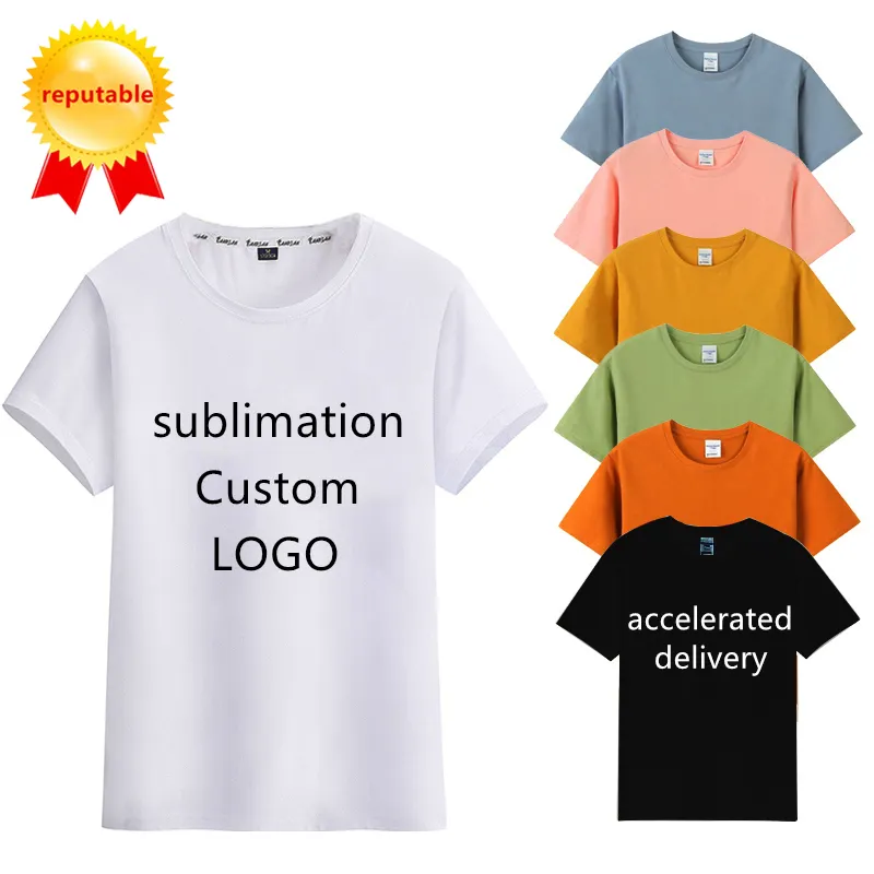 Camisetas de alta calidad Unisex, camisas de sublimación de tacto de algodón 100% poliéster, camisetas en blanco para sublimación, Impresión de logotipo personalizado